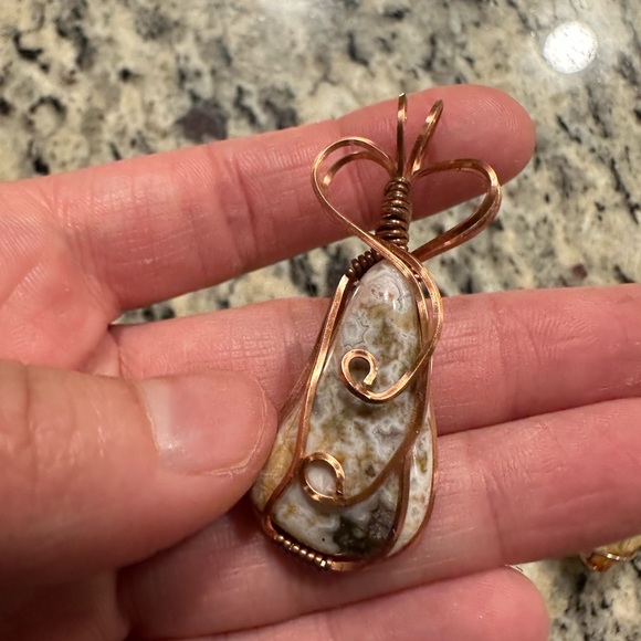 Lot of 3 Wire Wrapped Stone Crystal Pendant Obsidian Citrine - Picture 2 of 4